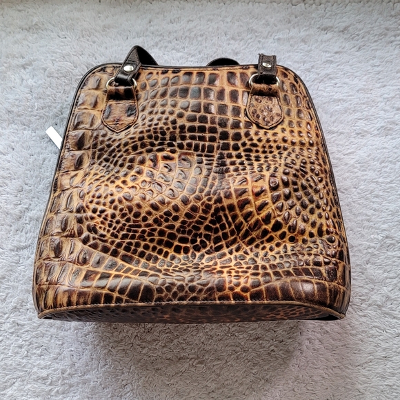 Due Fratelli Genuine Leather Handbag - Croc Embossed, Made in Canada - Picture 2 of 4